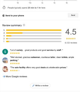 Customer leaving a review on a Google My Business profile, highlighting improved customer engagement and feedback